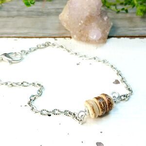 Dainty Wood Beaded Anklet Bracelet, Minimalist Jewelry, Summer 9"